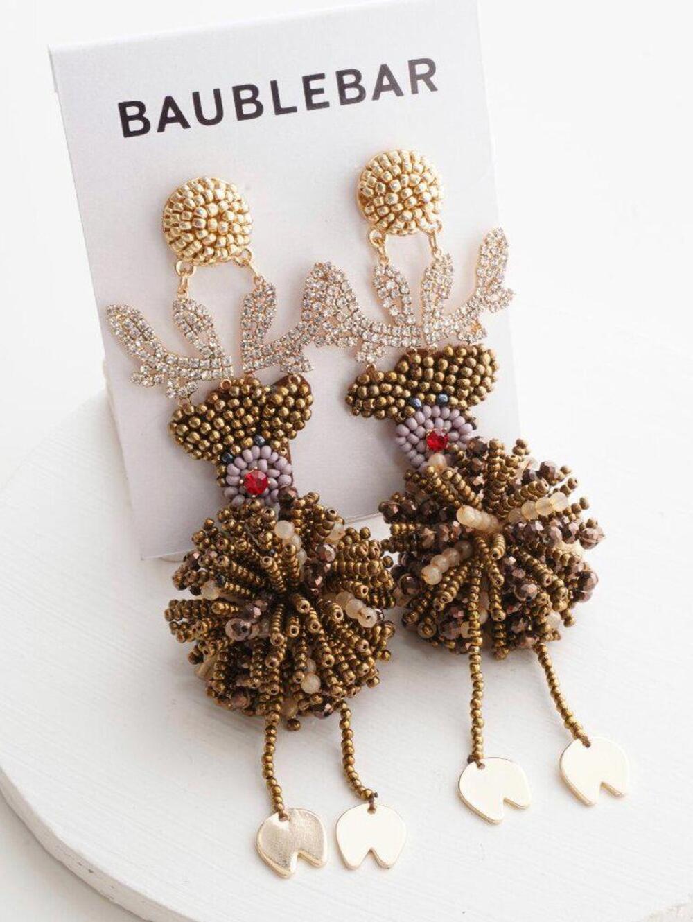 BaubleBar Beaded Reindeer Earrings